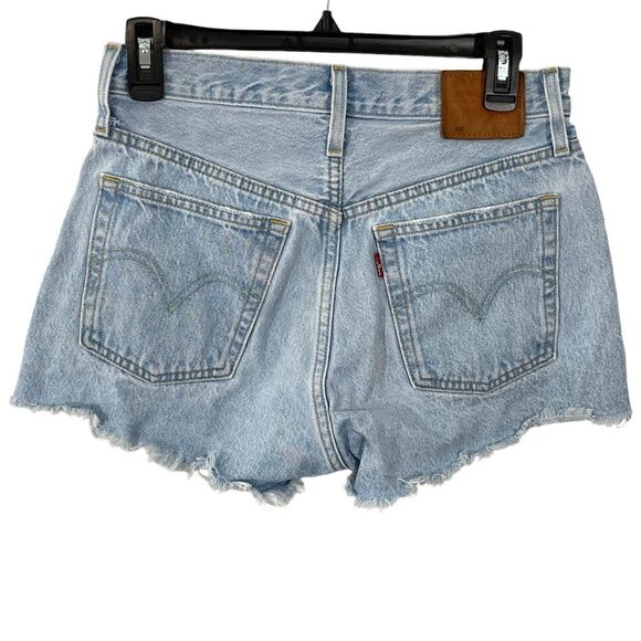 Levi's Premium 501 Original Fit High Rise Shorts Size 27 Luxor Heat Light Wash - Picture 4 of 9